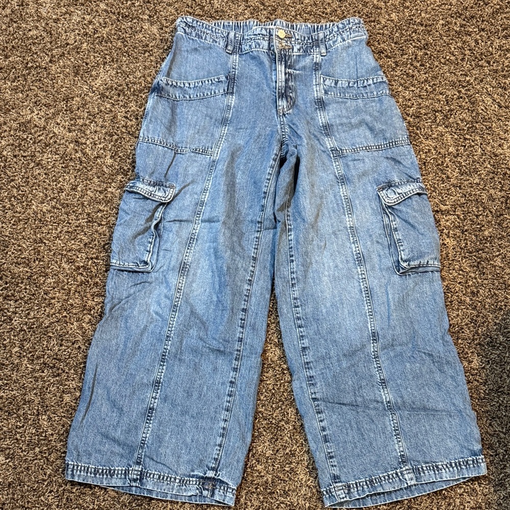 Maurices Light Blue Denim Cargo Jeans with Patch Pockets